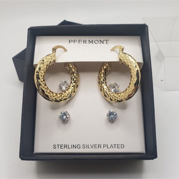 Peermont gold hoop Earrings and crystal studs - Picture 2 of 9